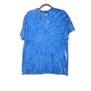 Vintage Y2K Groovy Hippie Tie Dye Blank Tshirt VTG Blue Nature Hues